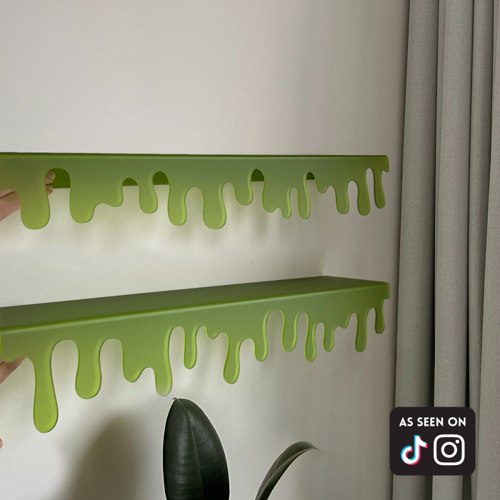 Drippy shelves, green matte, recycled acrylic