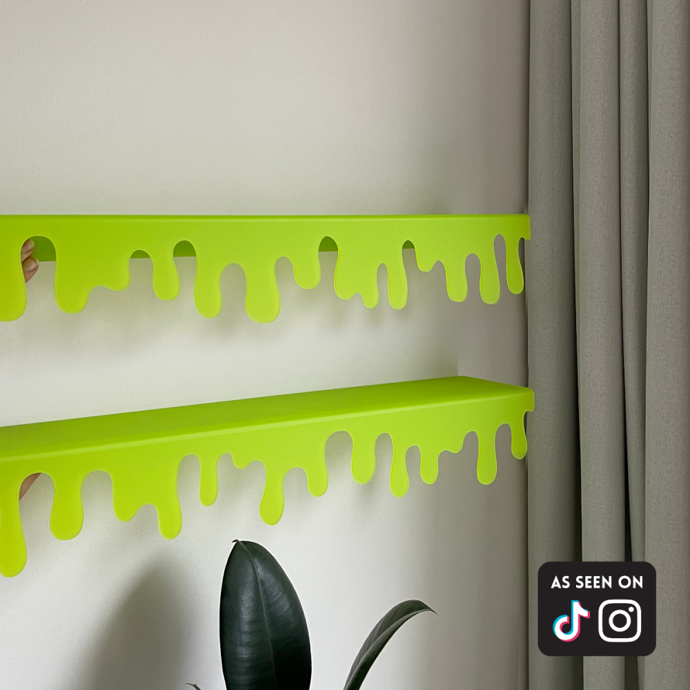 Drippy shelves, lime green matte, recycled acrylic