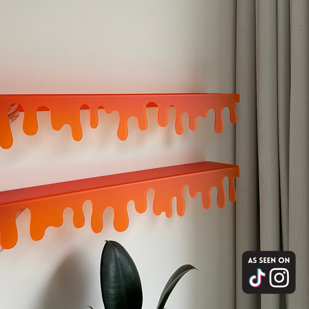 Drippy shelves, orange matte, recycled acrylic