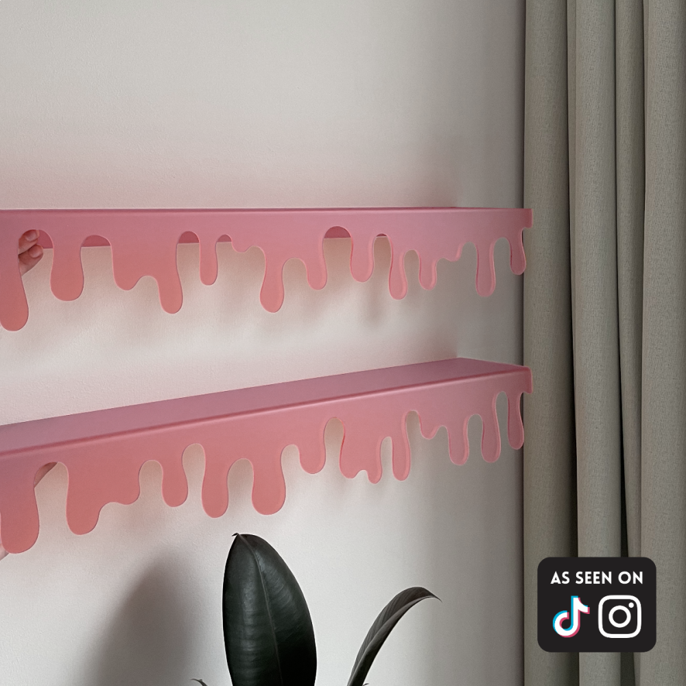 Drippy shelves, pink matte, recycled acrylic