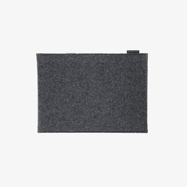 wool felt laptop sleeve dark grey back