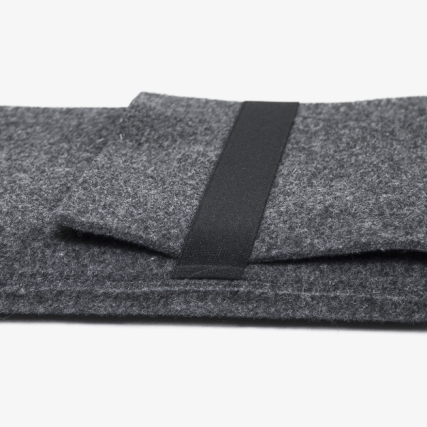 wool felt laptop sleeve dark grey side