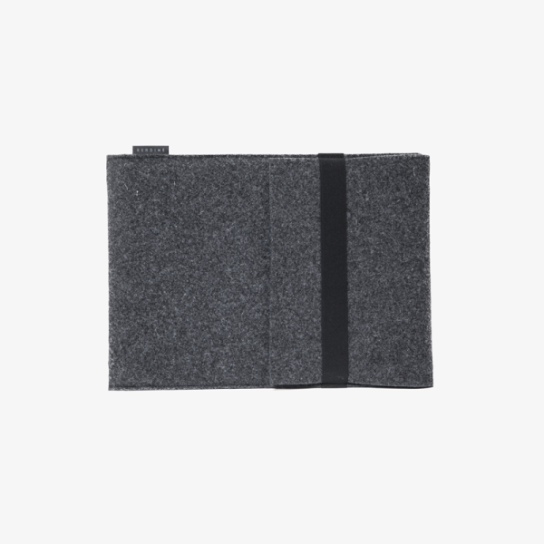 wool felt laptop sleeve dark grey front