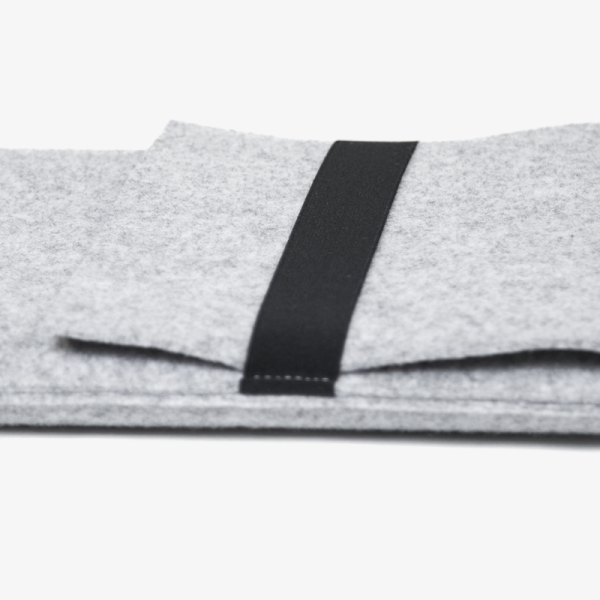 wool felt laptop sleeve light grey side