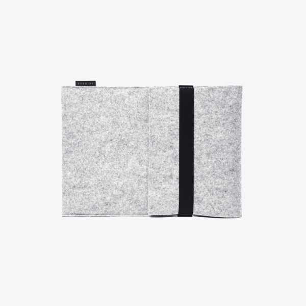 wool felt laptop sleeve light grey front